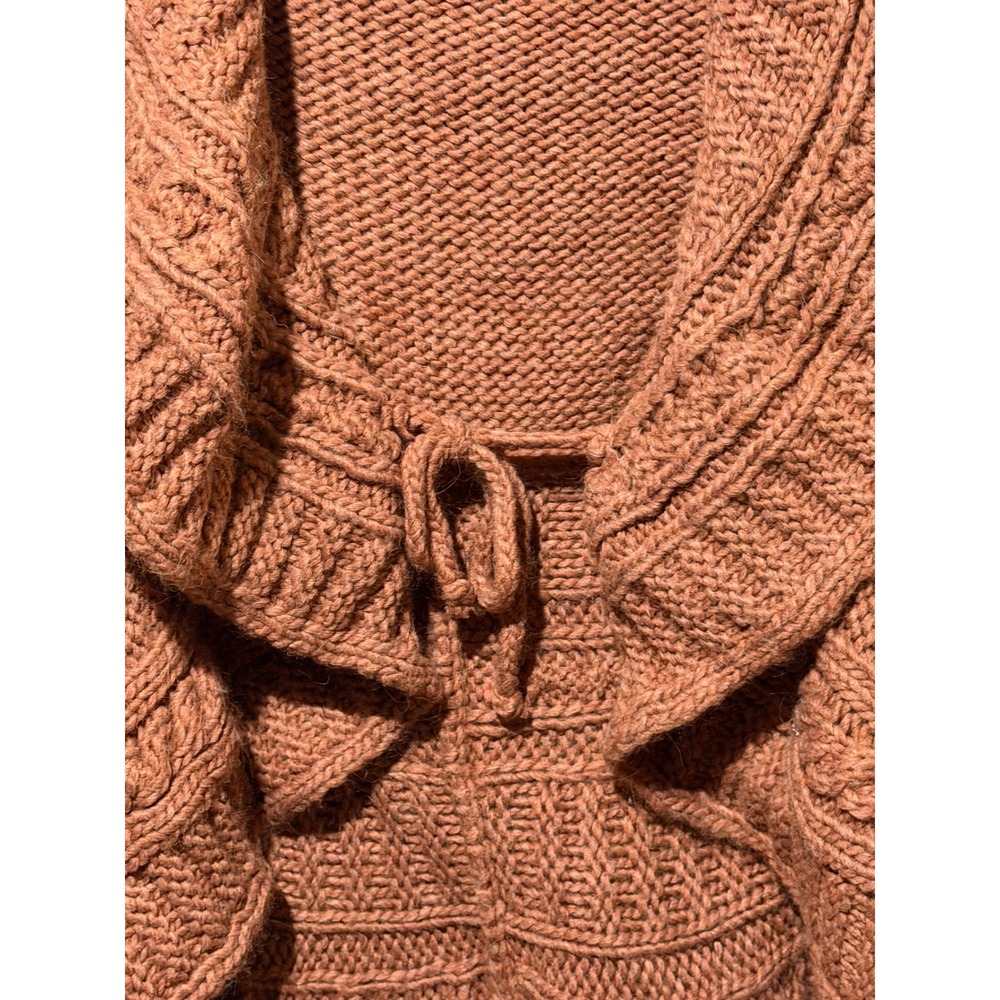 Elsamana Italian Wool Alpaca Blend Peplum Cardigan Rust Brown color Size small - Picture 3 of 7